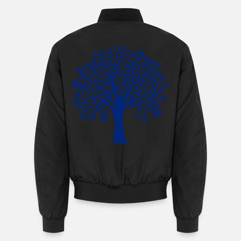 Base Blue Jumbo Tree Print Silhouette Unisex Bomber Jacket