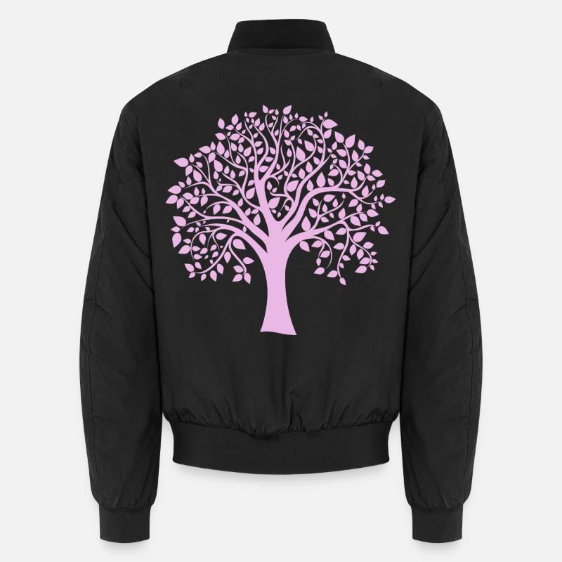 Icon Lila-Jumbo-Baum-Print-Silhouette - Unisex Bomberjacke - Schwarz