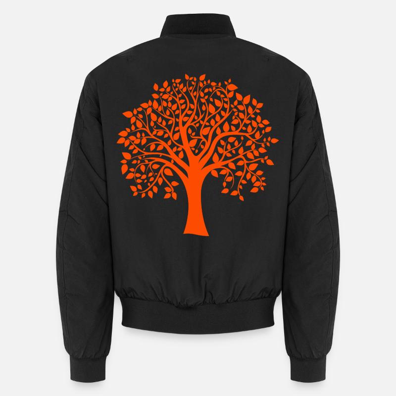 Base Orange Jumbo Tree Print Silhouette Unisex Bomber Jacket