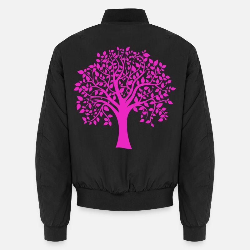 Base Pink Jumbo Tree Print Silhouette Unisex Bomber Jacket