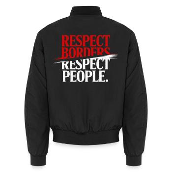 Respektieren Sie Grenzen Respektieren Sie Menschen – Grönland - Unisex Bomberjacke - Schwarz - Hinten - AI Model Male 185 light (185cm)