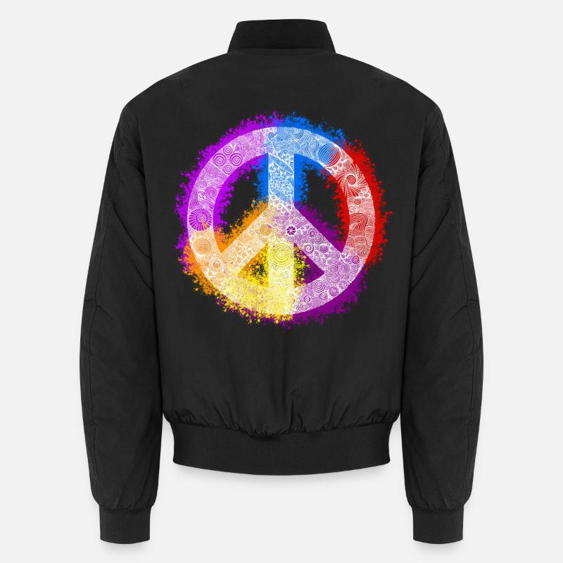 Zentangle Peace Sign - Unisex Bomber Jacket - black