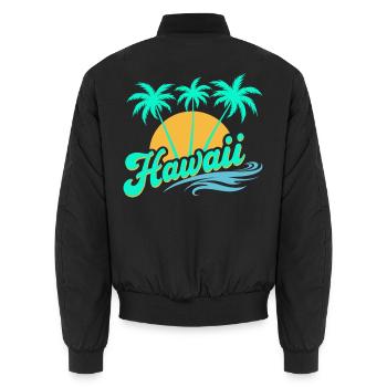 Hawaii Summer Vibes with Palm Trees and Sea - Unisex Bomber Jacket - black - Back - AI Model Male 185 light (185cm)