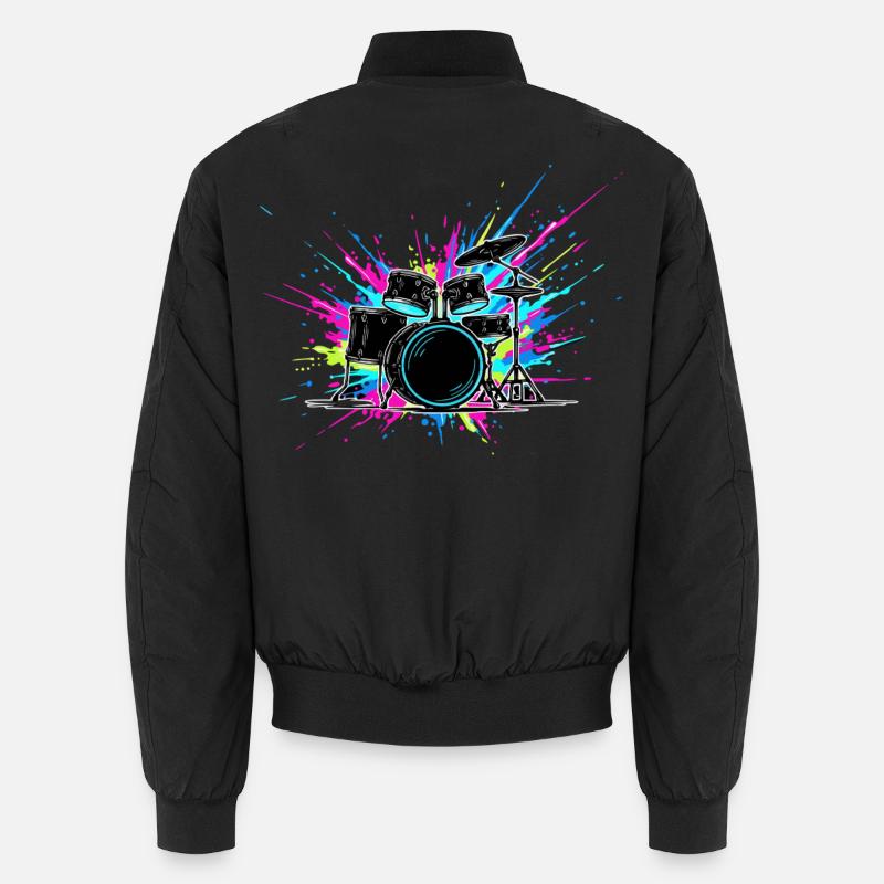 Schlagzeug bunt - Unisex Bomberjacke - Schwarz