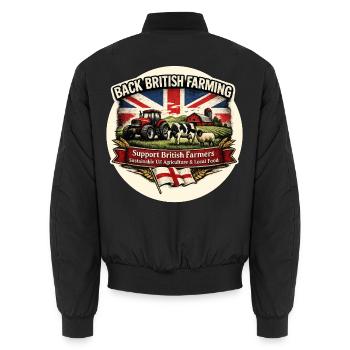 Zurück zur britischen Landwirtschaft - Unisex Bomberjacke - Schwarz - Hinten - AI Model Male 185 light (185cm)