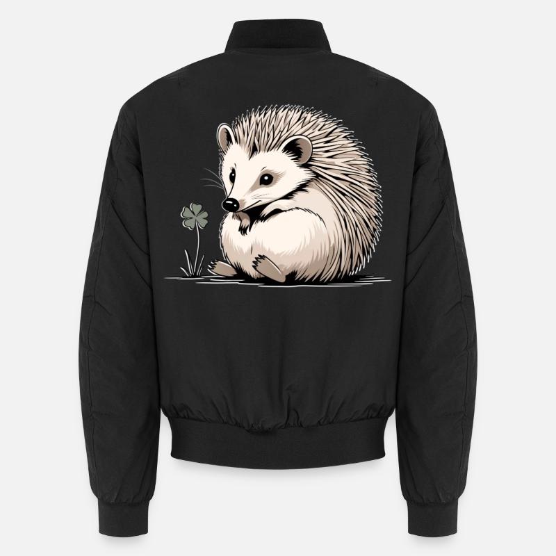 Hérisson avec trèfle amoureux de la nature Bomber unisexe