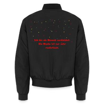 Kostüm Ersatz Mensch Maske Karneval - Unisex Bomberjacke - Schwarz - Hinten - AI Model Male 185 light (185cm)