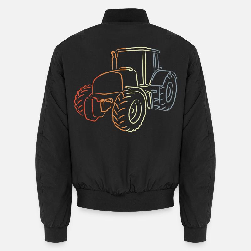 Retro Tractor Sketch Unisex Bomber Jacket