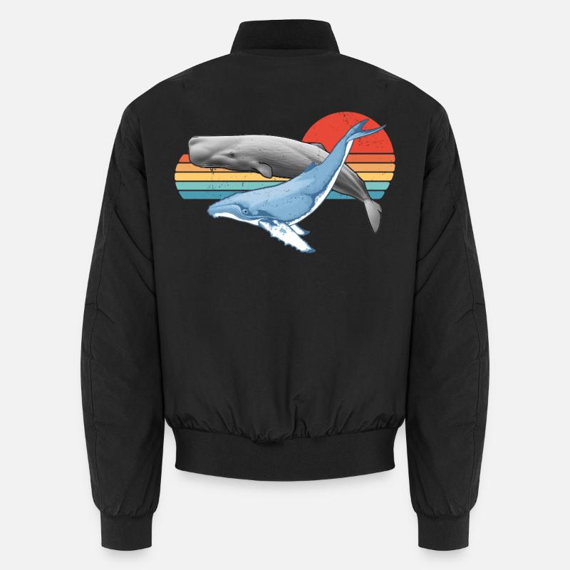 Sperm whale and humpback whale - Unisex Bomber Jacket - black