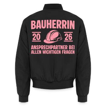 House Construction Contact Person Builder 2026 - Unisex Bomber Jacket - black - Back - AI Model Male 185 light (185cm)