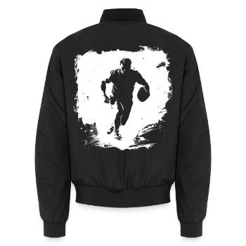 Rugby Street Art - Unisex Bomber Jacket - black - Back - AI Model Male 185 light (185cm)