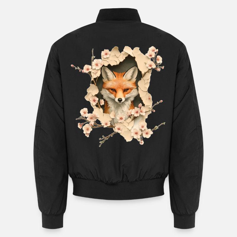 Fuchs mit Kirschblüten Unisex Bomberjacke