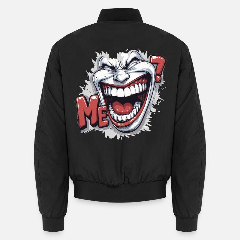 Crazy Laughing white face in a comics style Bomber unisexe