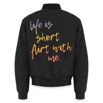 La vie est courte Draguette avec moi - Tour Gradient Script - Bomber unisexe - noir - Dos - AI Model Male 185 light (185cm)