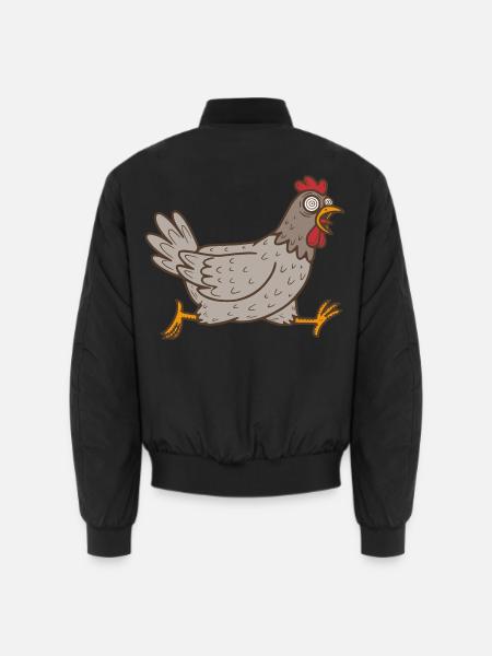 Huhn rennt Henne Hahn laufen Gockel rennen Hühner  - Unisex Bomberjacke - Schwarz