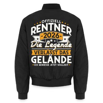 Retraités 2026 - La légende quitte le site - Bomber unisexe - noir - Dos - AI Model Male 185 light (185cm)