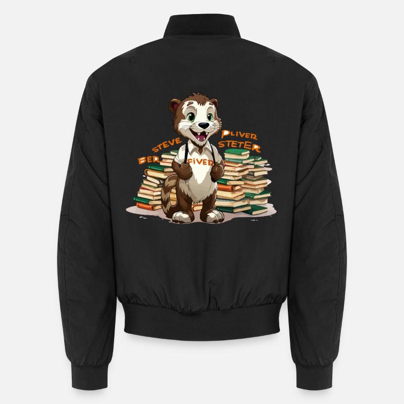 Otter learning hero with books - Unisex Bomber Jacket - black