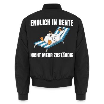 Rente Gans - Nicht mehr zuständig Ruhestand - Unisex Bomberjacke - Schwarz - Hinten - AI Model Male 185 light (185cm)
