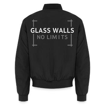 Glass Walls No Limits Padel Tennis Court Look - Unisex Bomberjacke - Schwarz - Hinten - AI Model Male 185 light (185cm)