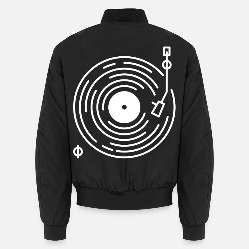 Retro Turntable Line Art Unisex Bomber Jacket