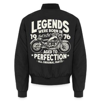 1976 Jahrgang Geburtstag Motorrad Geschenk - Unisex Bomberjacke - Schwarz - Hinten - AI Model Male 185 light (185cm)