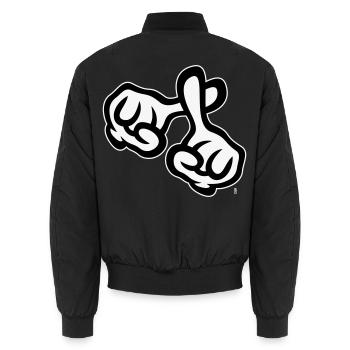 Fingerkreuz (Hände / Kreuz / Religion / NEG 1C) - Unisex Bomberjacke - Schwarz - Hinten - AI Model Male 185 light (185cm)