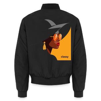Elegante Frau mit Hut und Sonnenbrille - Unisex Bomberjacke - Schwarz - Hinten - AI Model Male 185 light (185cm)