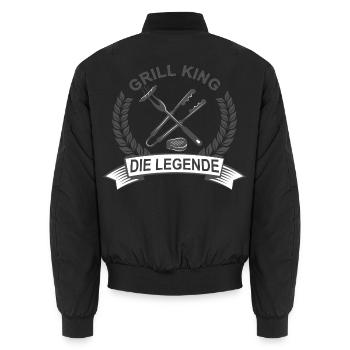Grill King Shirt – BBQ Geschenk für Männer - Unisex Bomberjacke - Schwarz - Hinten - AI Model Male 185 light (185cm)