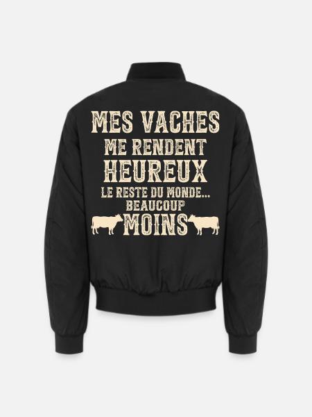 Meine Kühe machen mich glücklich Humorzüchter - Unisex Bomberjacke - Schwarz