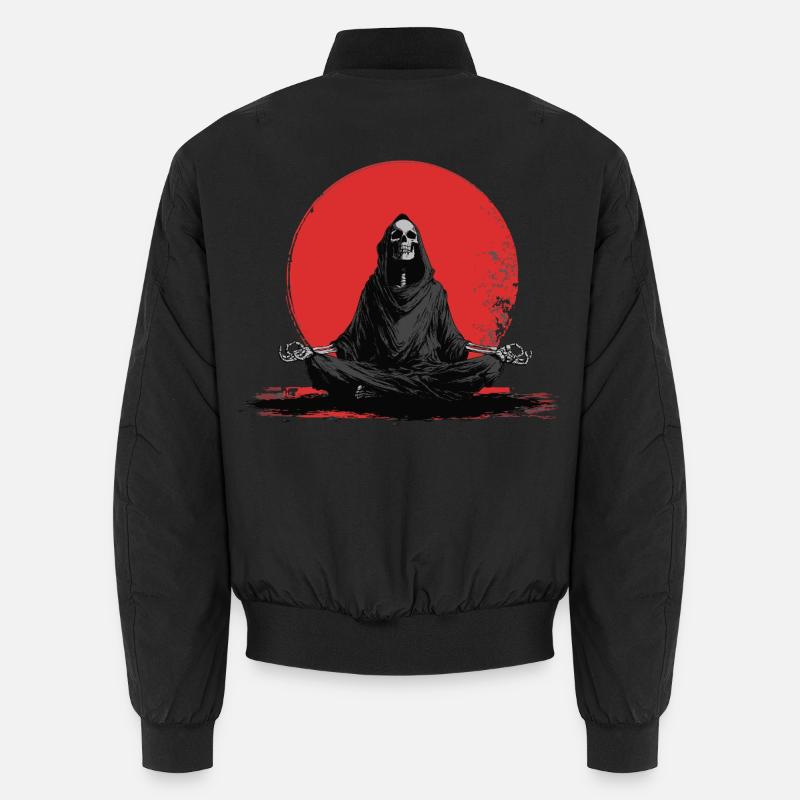 Sensenmann Meditation vor roter Sonne Unisex Bomberjacke