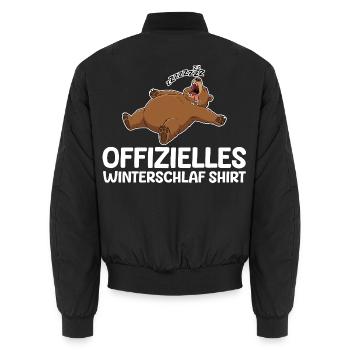 Hibernation Mode Bear Funny Late Riser - Unisex Bomber Jacket - black - Back - AI Model Male 185 light (185cm)