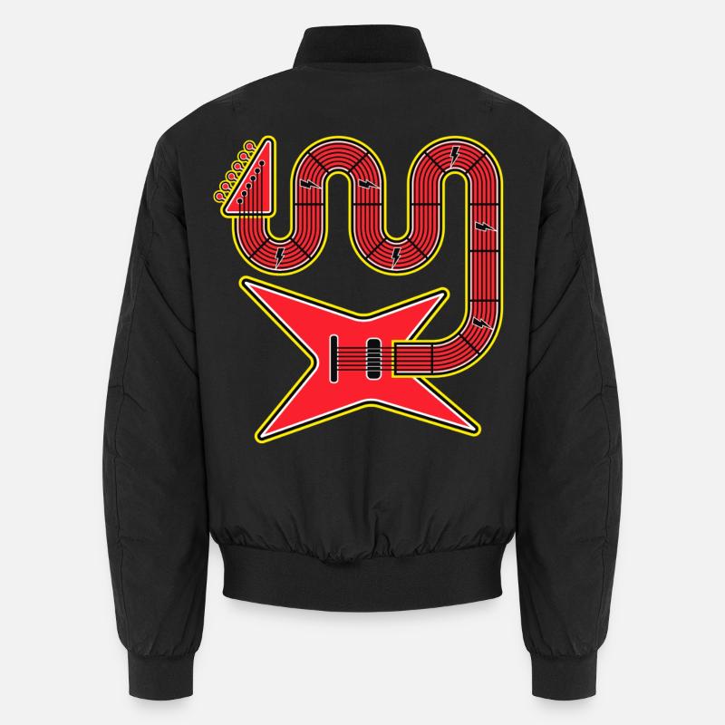 Red Abstract Shape Electric Guitar Unisex Bomber Jacket