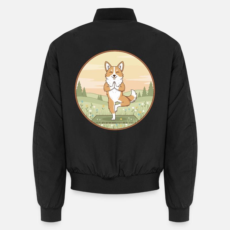 Yoga Corgi Dog Doing Tree Pose Art Unisex Bomber Jacket