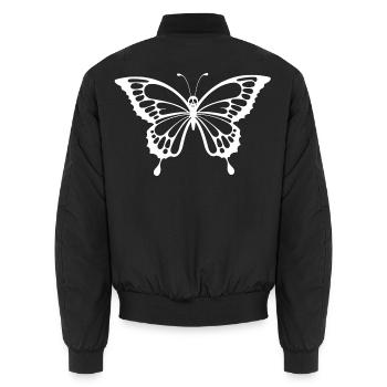 Crâne et papillon blanc - Bomber unisexe - noir - Dos - AI Model Male 185 light (185cm)