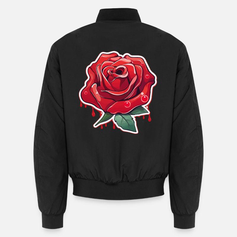 Blutrote Rose Tattoo Stil Unisex Bomberjacke