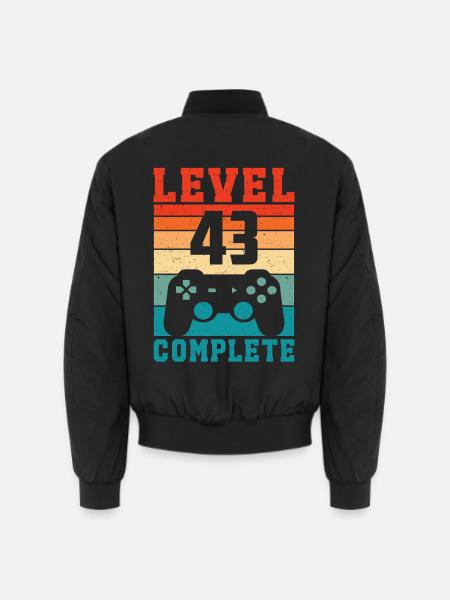 43. Geburtstag Level 43 Complete 43 Jahre Gamer - Unisex Bomberjacke - Schwarz