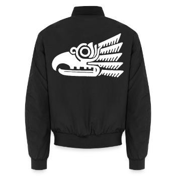 Tête d'oiseau tribal blanc - Bomber unisexe - noir - Dos - AI Model Male 185 light (185cm)