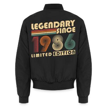 Legendary Since 1986 Vintage Vintage Birthday - Unisex Bomber Jacket - black - Back - AI Model Male 185 light (185cm)
