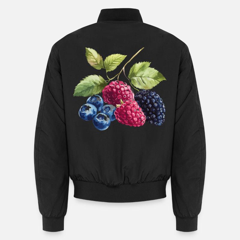 Wildbeeren Beeren Blaubeere Himbeere Brombeere Unisex Bomberjacke