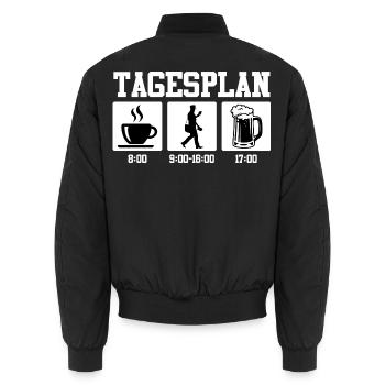 Briefträger TAGESPLAN Paketzusteller Lustig - Unisex Bomberjacke - Schwarz - Hinten - AI Model Male 185 light (185cm)