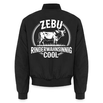 Zebu Mad Cow Cool Badge - Unisex Bomber Jacket - black - Back - AI Model Male 185 light (185cm)