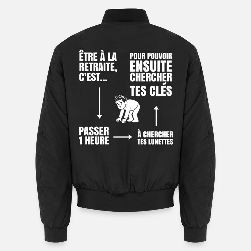 Retired With or Without Glasses (white text) Unisex Bomber Jacket