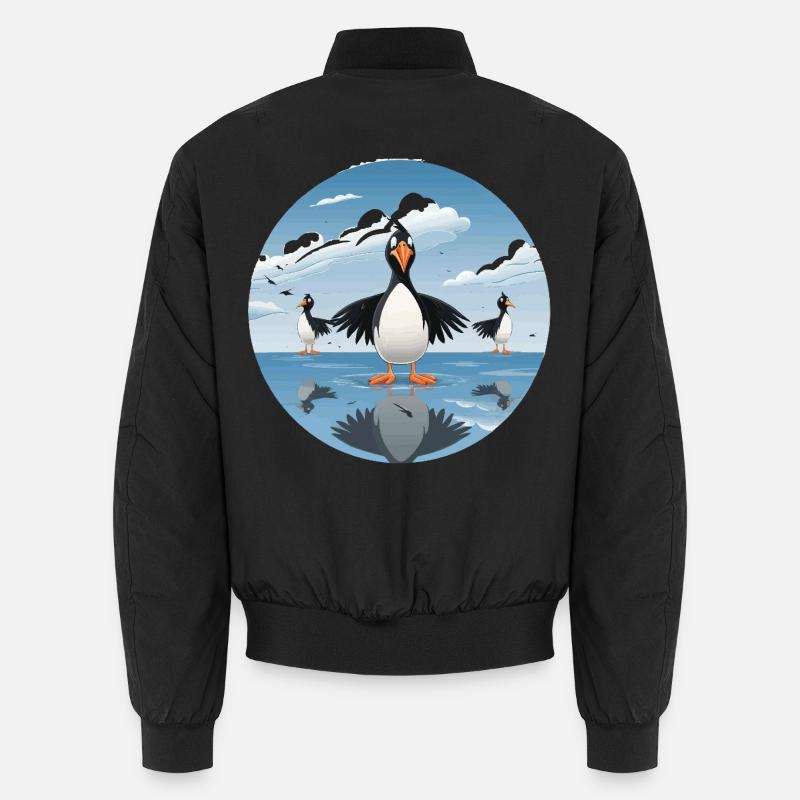 Pinguinenschar am Eissee - Unisex Bomber Jacket - black