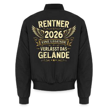 Rente Geschenk Mann Rentner Ruhestand 2026 Lustig - Unisex Bomberjacke - Schwarz - Hinten - AI Model Male 185 light (185cm)