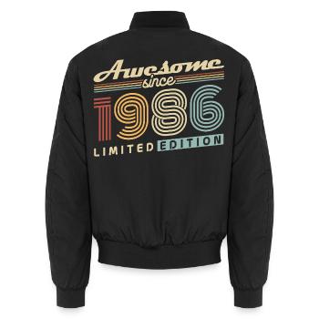 Cadeau de 40e anniversaire 1986 Vintage Rétro - Bomber unisexe - noir - Dos - AI Model Male 185 light (185cm)