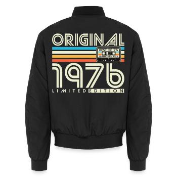 Cadeau d’anniversaire rétro vintage vintage 1976 - Bomber unisexe - noir - Dos - AI Model Male 185 light (185cm)
