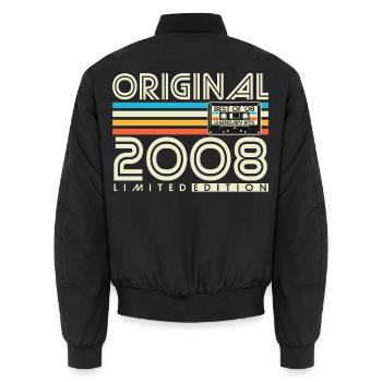 2008 Vintage Vintage Rétro Cadeau d’anniversaire - Bomber unisexe - noir - Dos - AI Model Male 185 light (185cm)