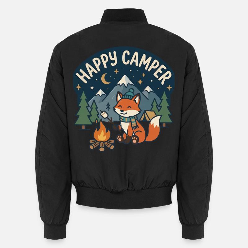 Happy Camper Fox Night Camp Unisex Bomber Jacket
