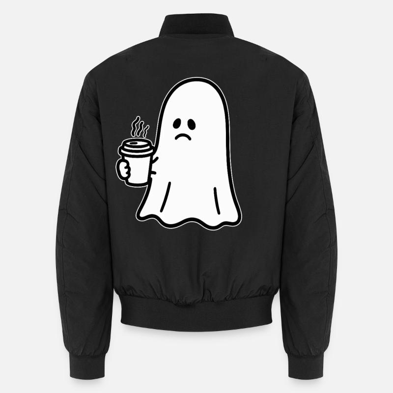 Ghost Coffee Halloween Trick or Treat Unisex Bomber Jacket