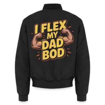I Flex My Dad Bod - Lustiges Vater & Fitness Desig - Unisex Bomberjacke - Schwarz - Hinten - AI Model Male 185 light (185cm)